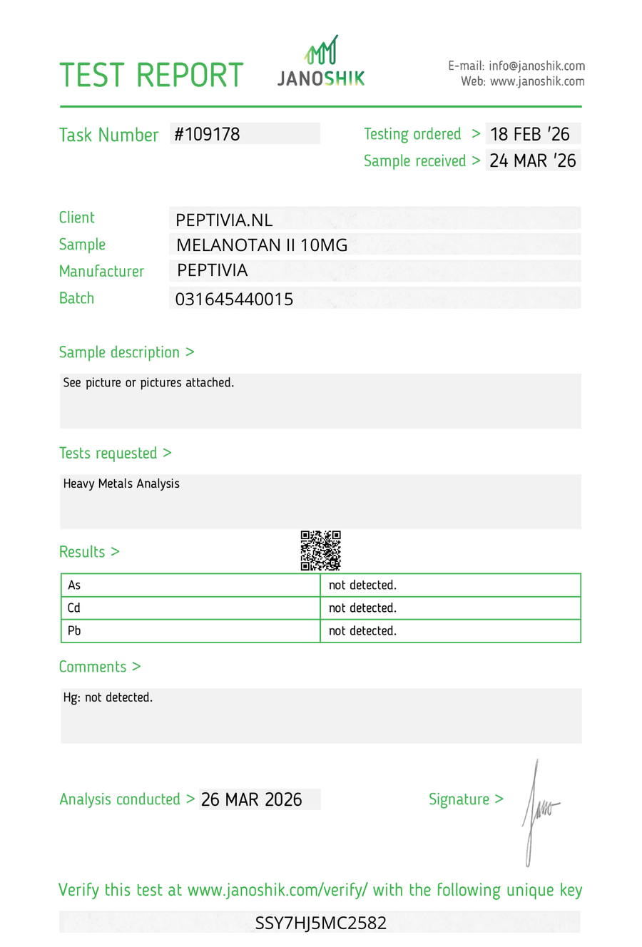 Melanotan II labrapport